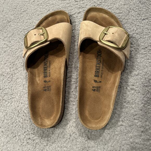 Birkenstock Madrid Big Buckle Cognac Leather / Gold Buckle Slides. W 9.5 Sz 41 - Picture 2 of 8